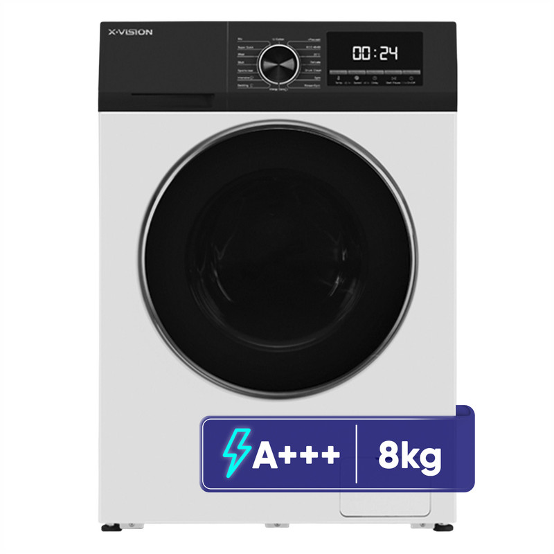 ماشین لباسشویی 8 کیلویی سفید ایکس ویژن مدل TM84-BWBL